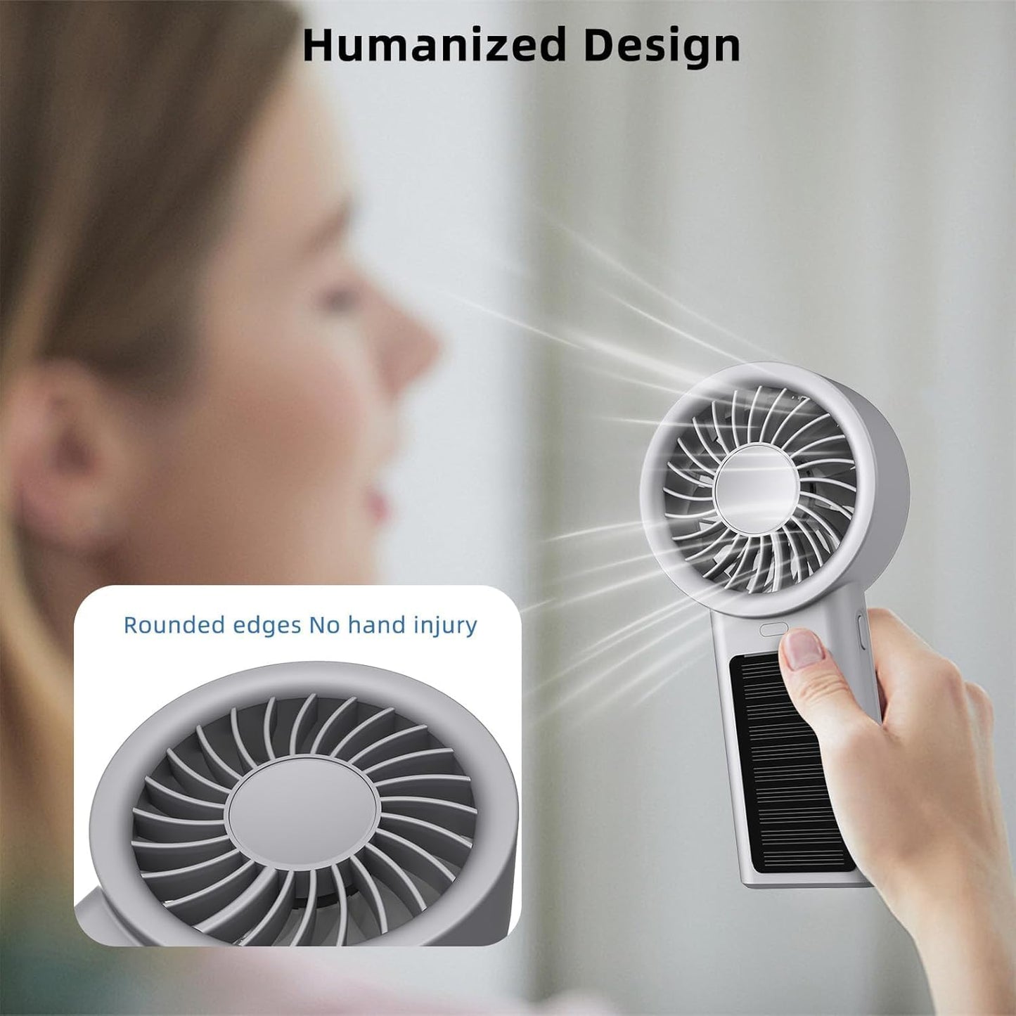 Portable Handheld Fan with Solar Panel