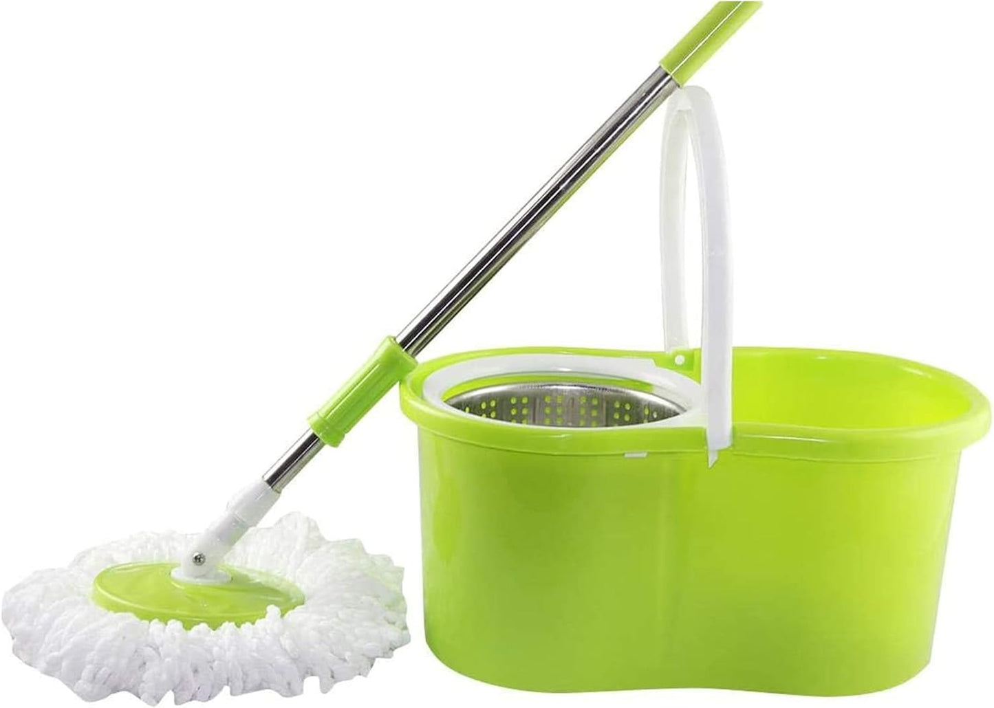 Easy Spin Mop and Bucket Set with 2 Heads and Spinner is made by Stainless steel.