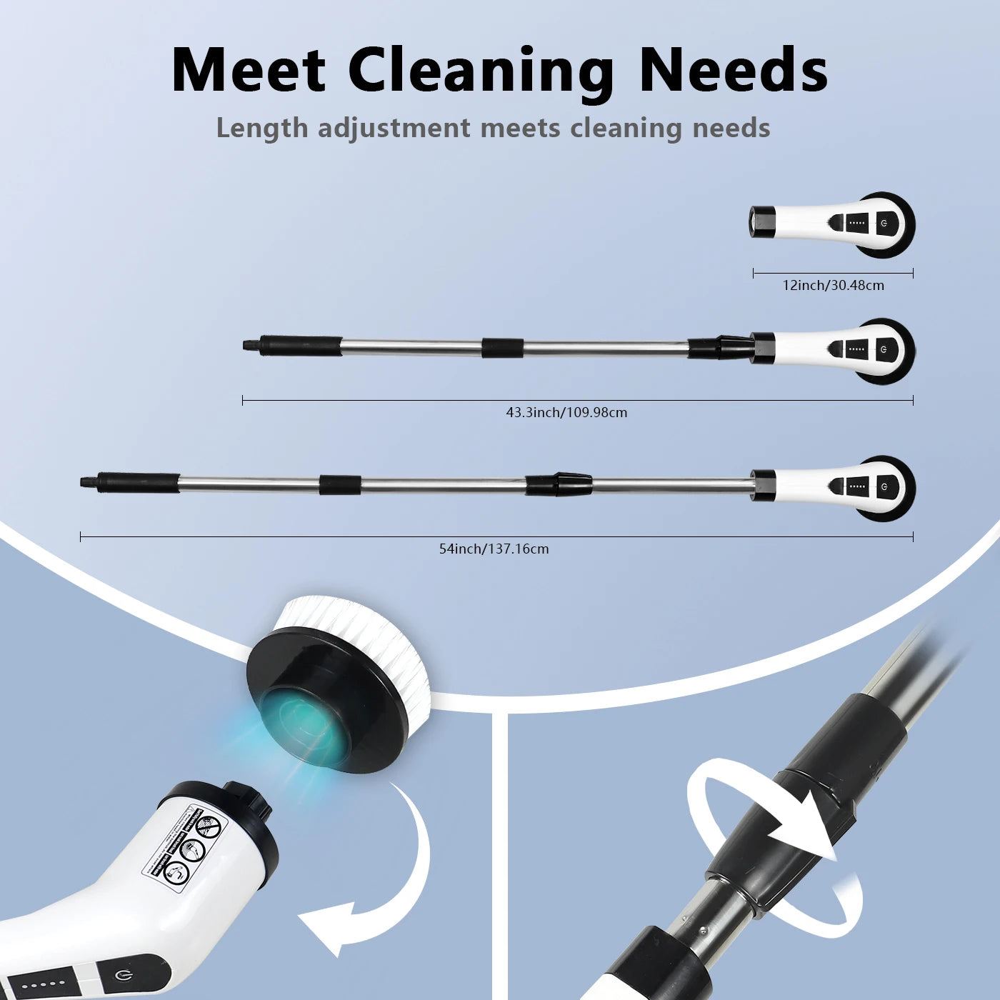 Electric Spin Scrubber USB Rechargeable Wireless Electric Cleaning Brush.