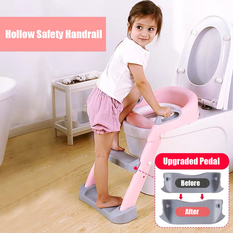 Adjustable Toddler Toilet Potty Chair for Kids Training Seat With Soft Cushion And Sturdy Non-Slip Step Stool Ladder