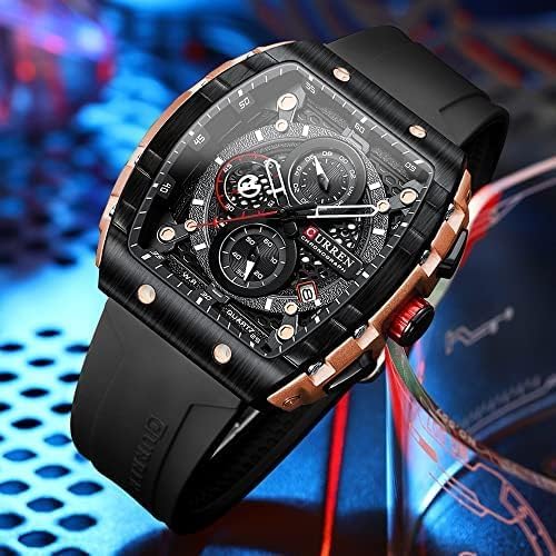 Men's waterproof chronograph watch with silicone strap (1 YEAR WARRANTY)
