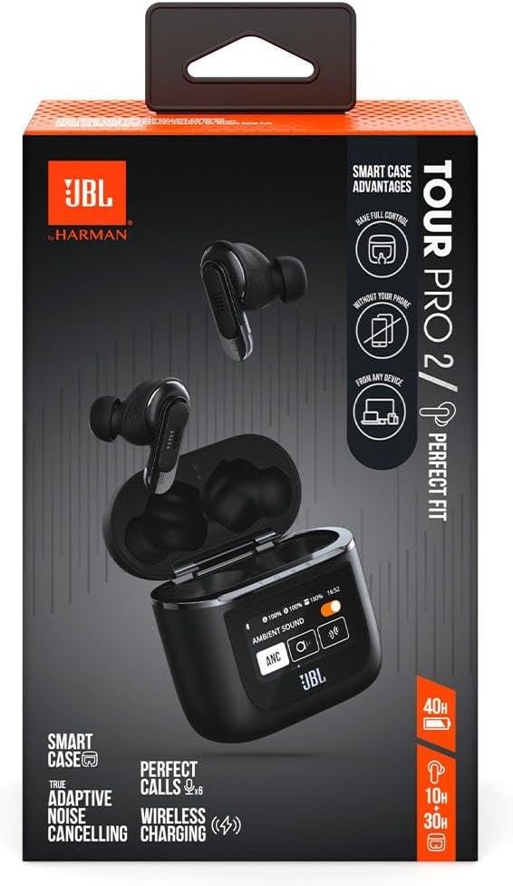 JBL Tour Pro 2 True Wireless Noise Cancelling Earbuds.