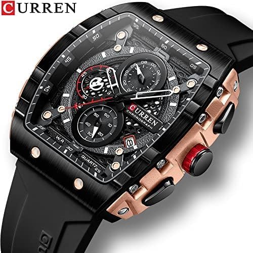 Men's waterproof chronograph watch with silicone strap (1 YEAR WARRANTY)