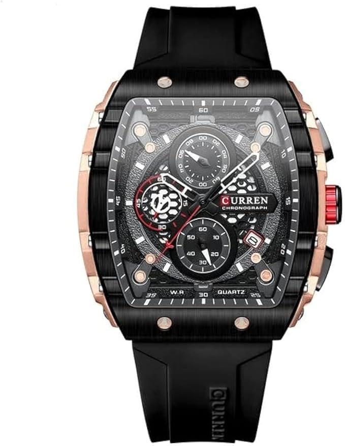 Men's waterproof chronograph watch with silicone strap (1 YEAR WARRANTY)