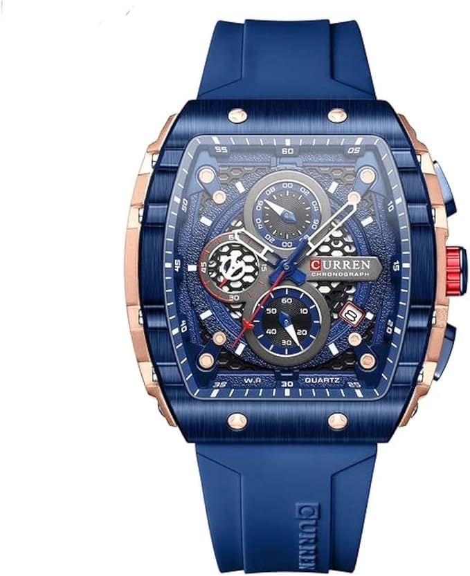 Men's waterproof chronograph watch with silicone strap (1 YEAR WARRANTY)