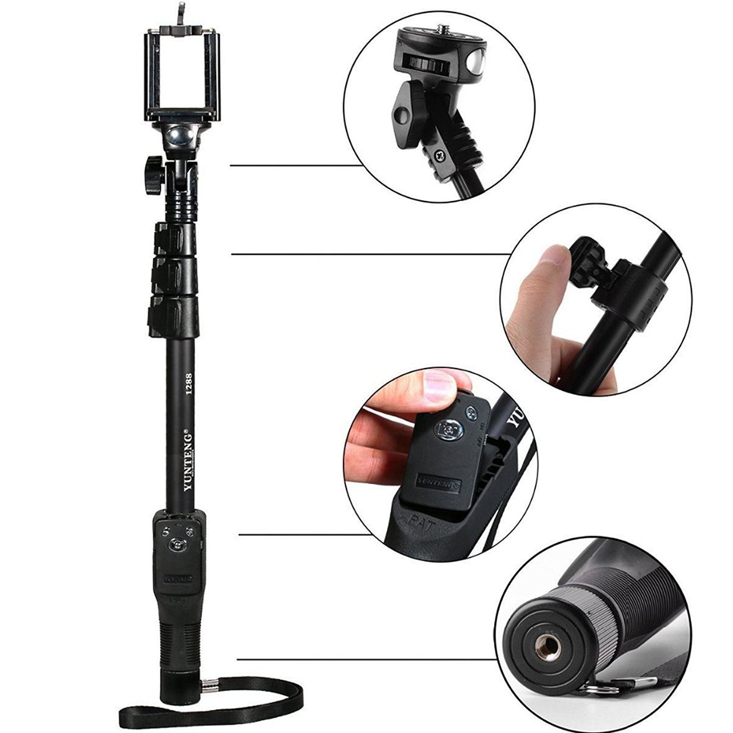 Selfie Stick Monopod with Shutter Bluetooth Remote Control Compatible with All Phones