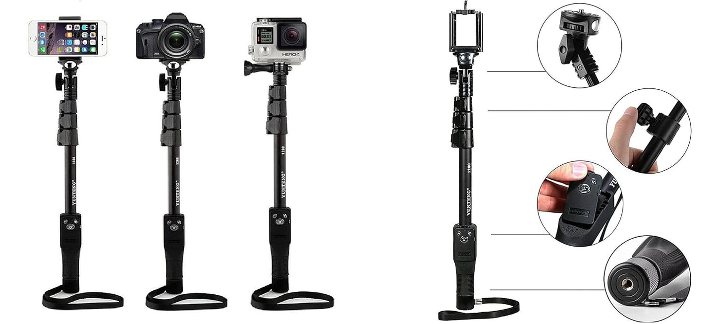 Selfie Stick Monopod with Shutter Bluetooth Remote Control Compatible with All Phones