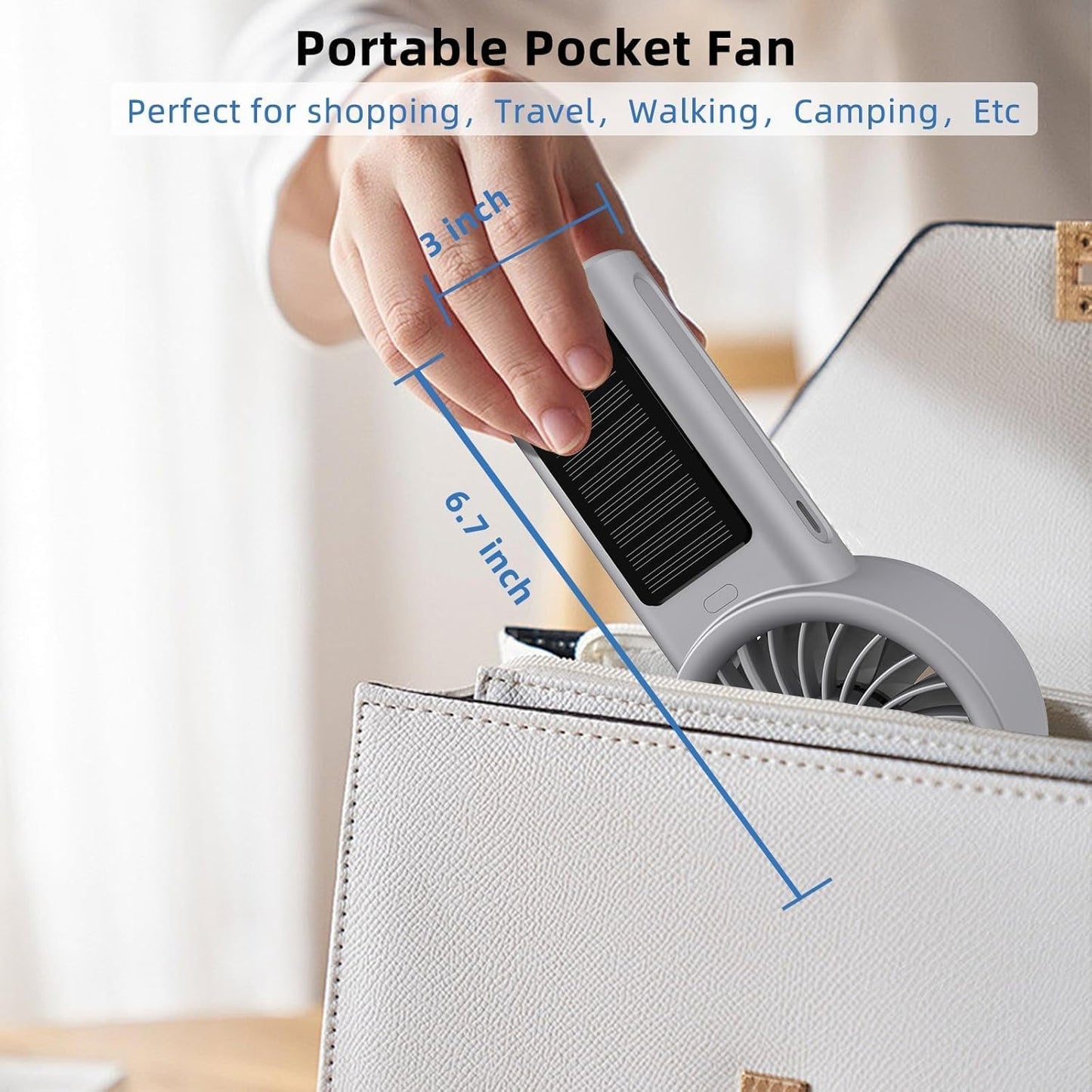 Portable Handheld Fan with Solar Panel