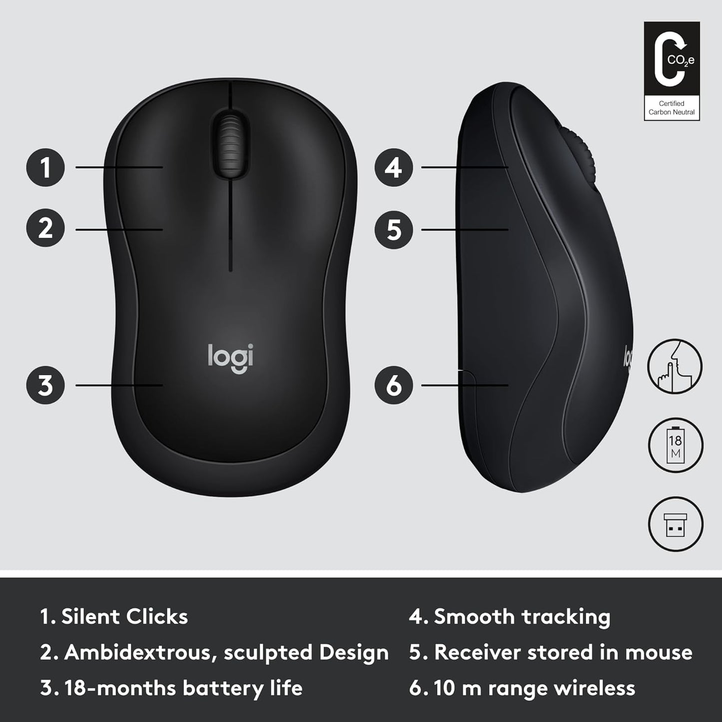 Logitech M220 Wireless Mouse.