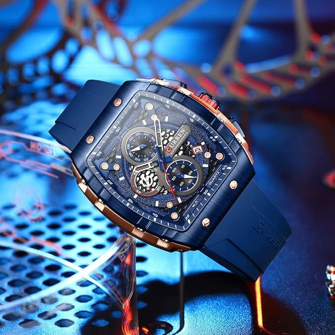 Men's waterproof chronograph watch with silicone strap (1 YEAR WARRANTY)