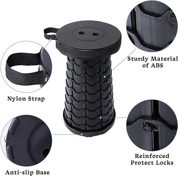 Foldable Telescoping Stool Portable, Retractable Stool for Adults.