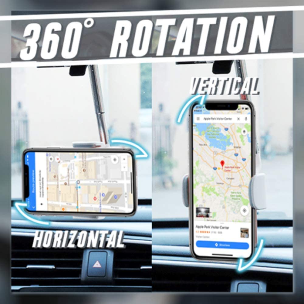 Rearview Mirror Car Phone Holder, 360° Rotatable Car Phone Mount, Phone Holder for Car, Cell Phone Automobile Cradles, Adjustable Cell Phone Holder for iPhone Compatible with all phones