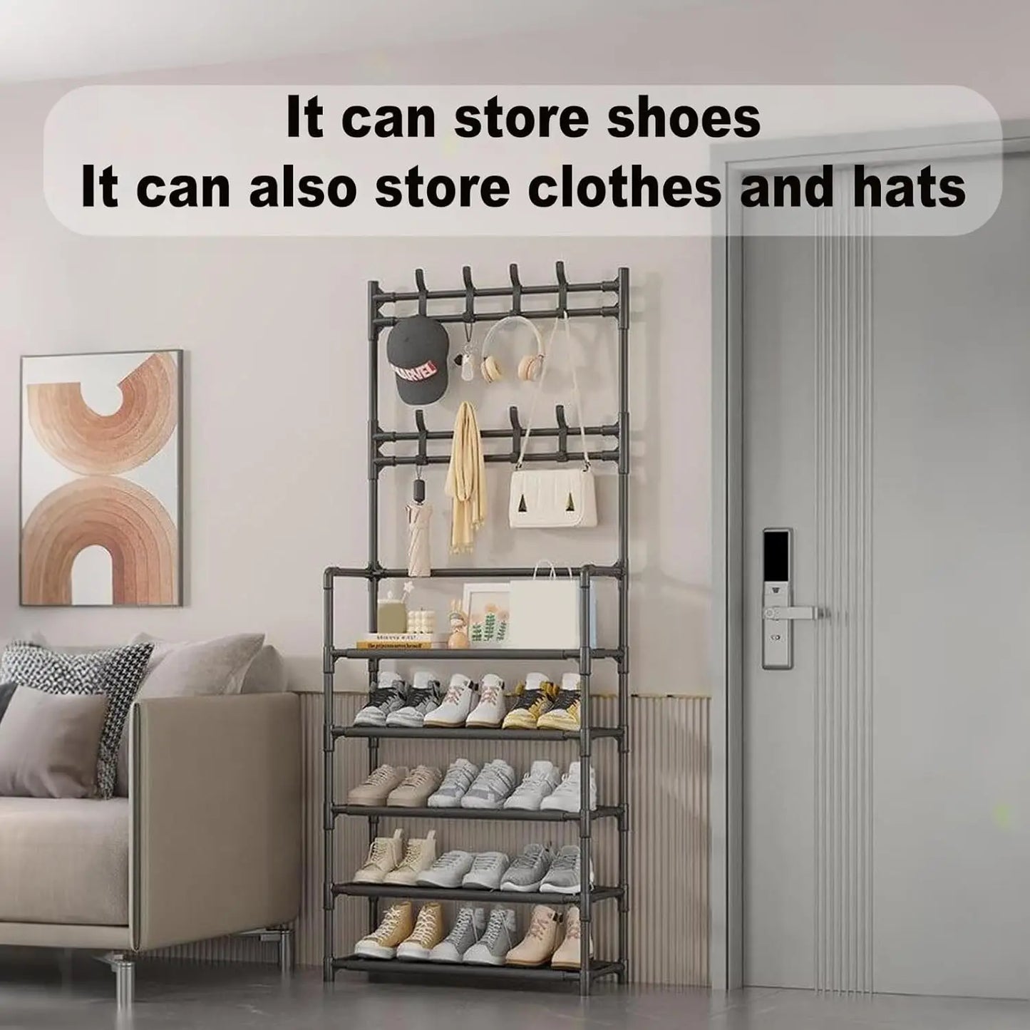 5-layer Floor Standing Storage Rack Clothing and Hat Storage Rack Shoe Rack