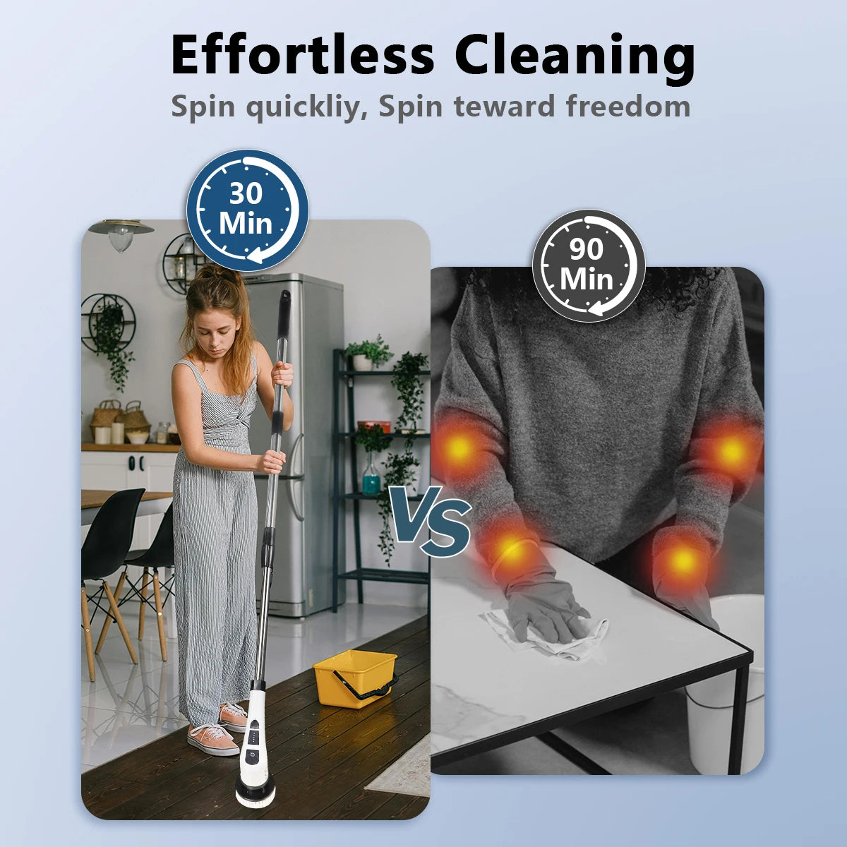 Electric Spin Scrubber USB Rechargeable Wireless Electric Cleaning Brush.