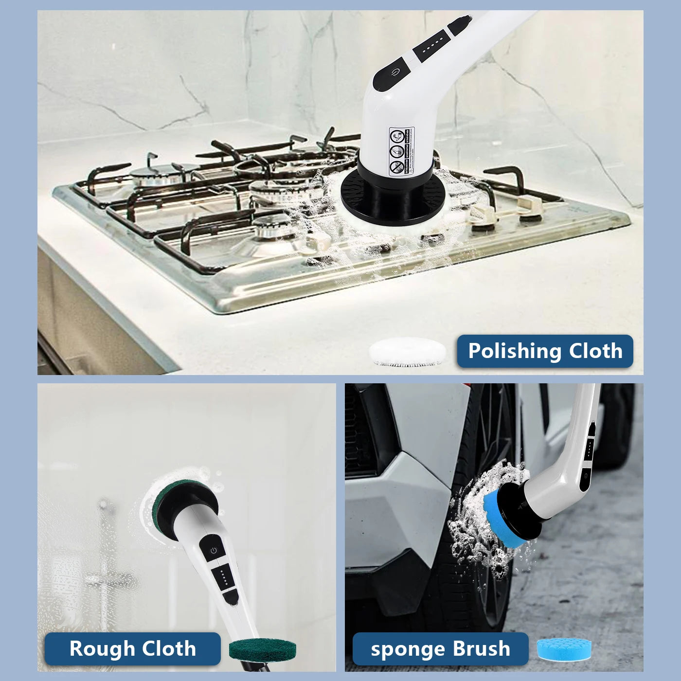Electric Spin Scrubber USB Rechargeable Wireless Electric Cleaning Brush.