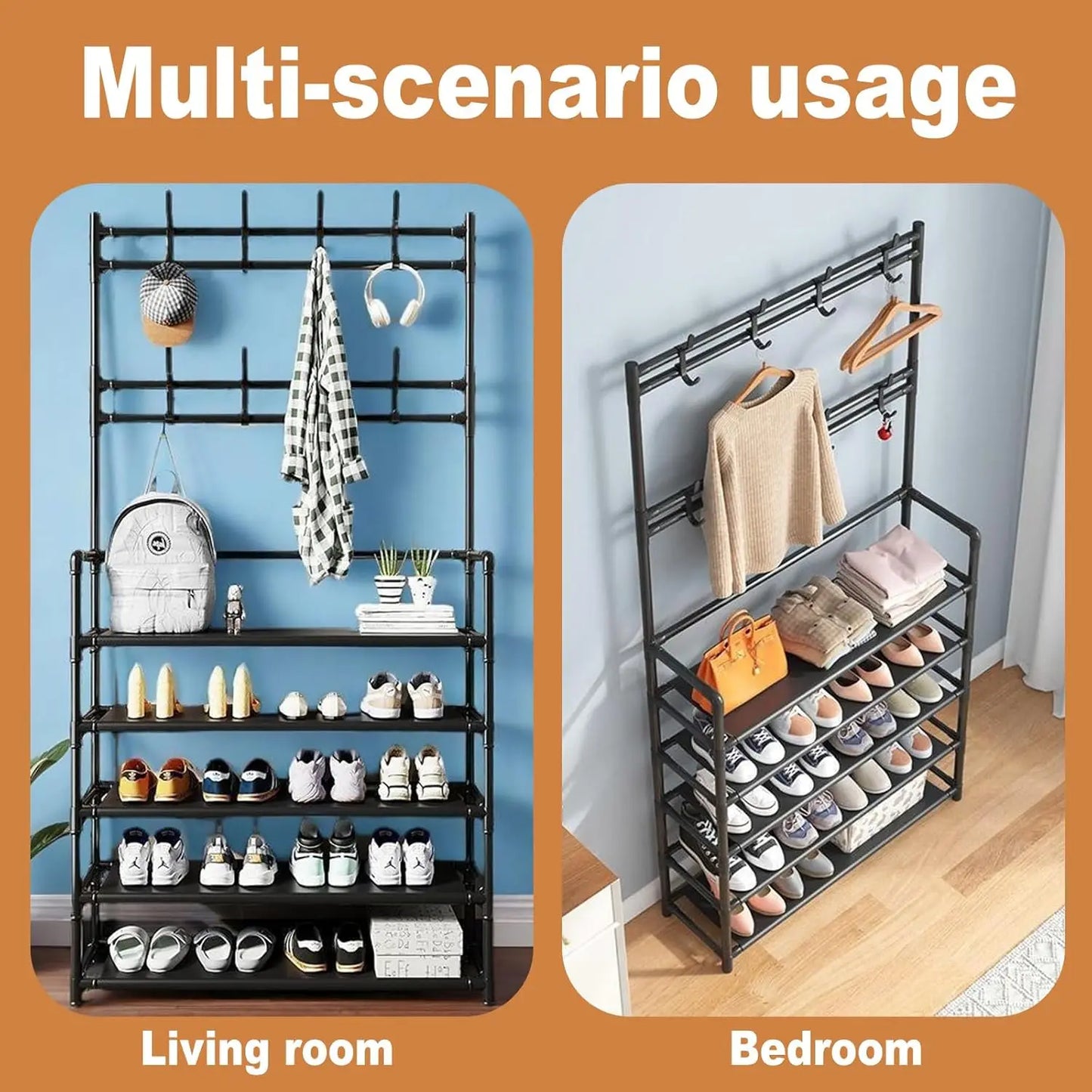 5-layer Floor Standing Storage Rack Clothing and Hat Storage Rack Shoe Rack