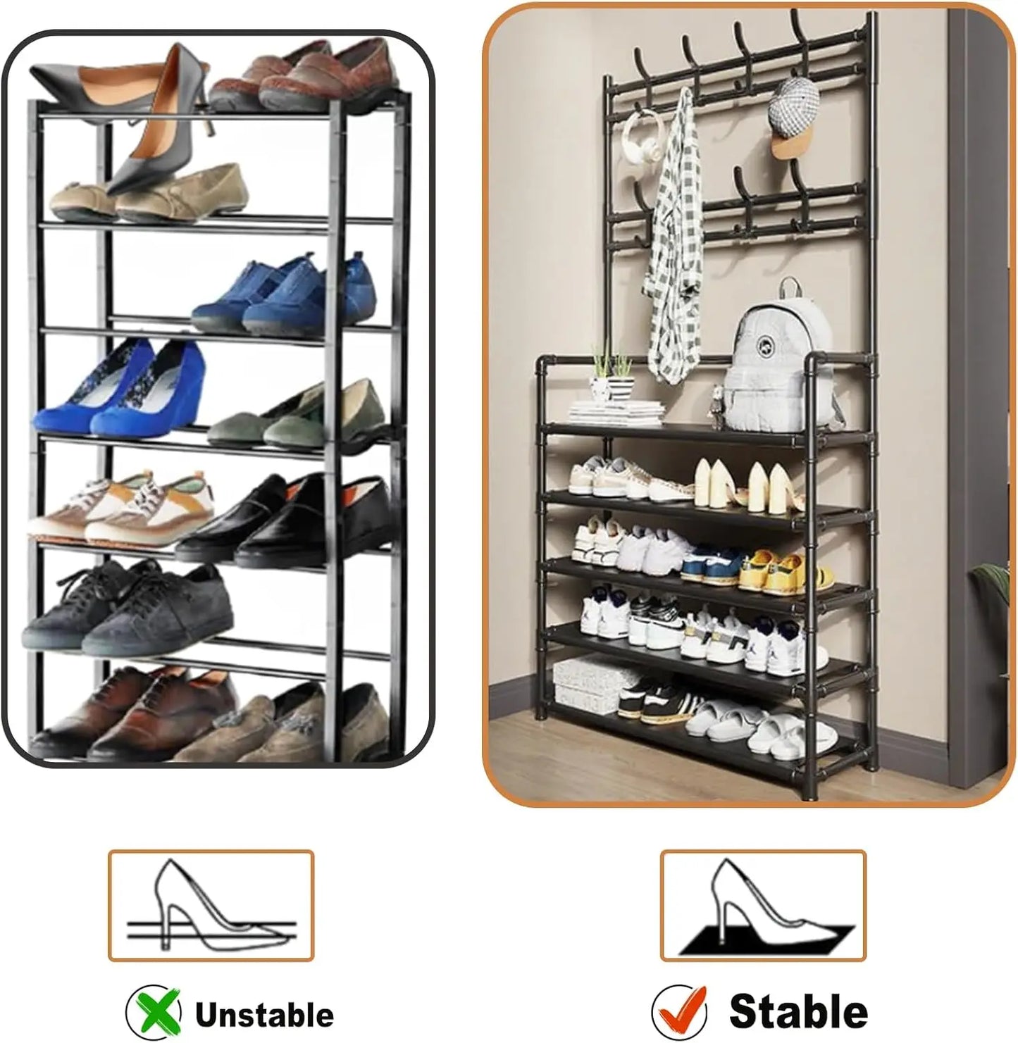 5-layer Floor Standing Storage Rack Clothing and Hat Storage Rack Shoe Rack