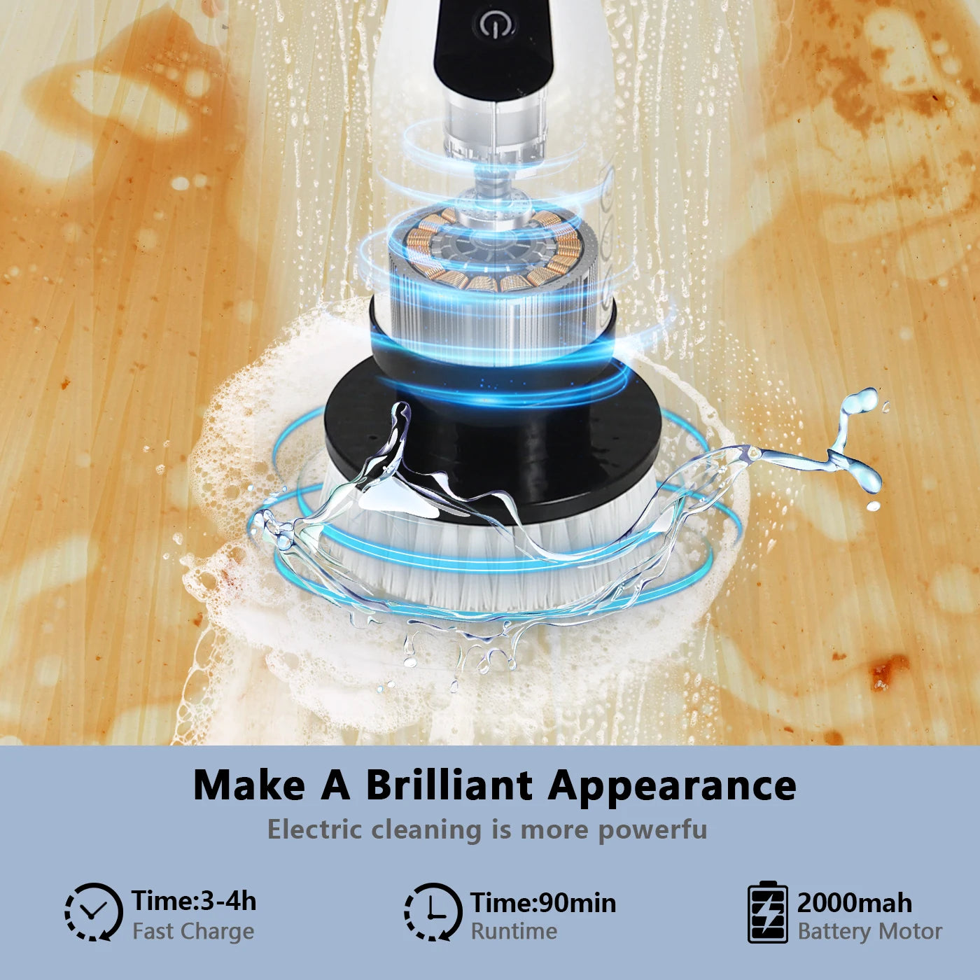 Electric Spin Scrubber USB Rechargeable Wireless Electric Cleaning Brush.