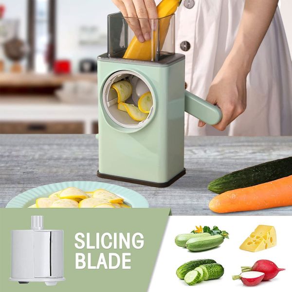 3 In 1 Multifunctional Vegetable Cutter For Kitchen, Salad Maker, Manual, Stainless Steel Panel, Green