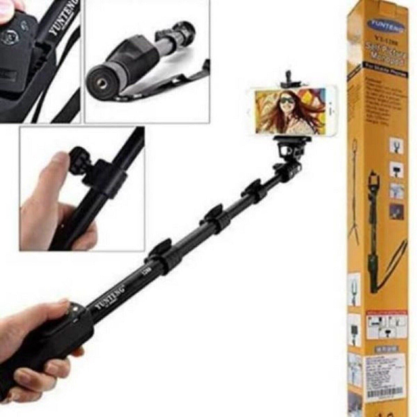 Selfie Stick Monopod with Shutter Bluetooth Remote Control Compatible with All Phones